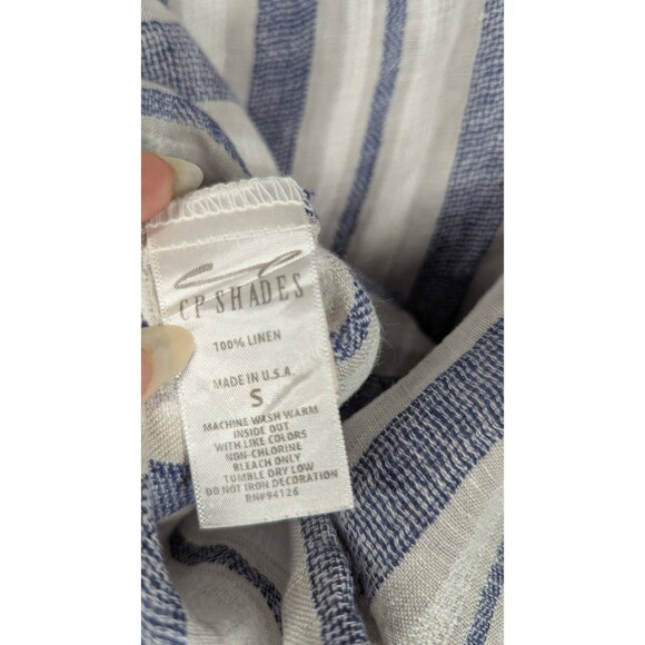 CP Shades Women Cardian Small Oversize Linen Striped Flowy Tie Front Lounge - Picture 6 of 9